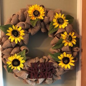 🌻Handmade Burlap Sunflower Home Sweet Home Wreath